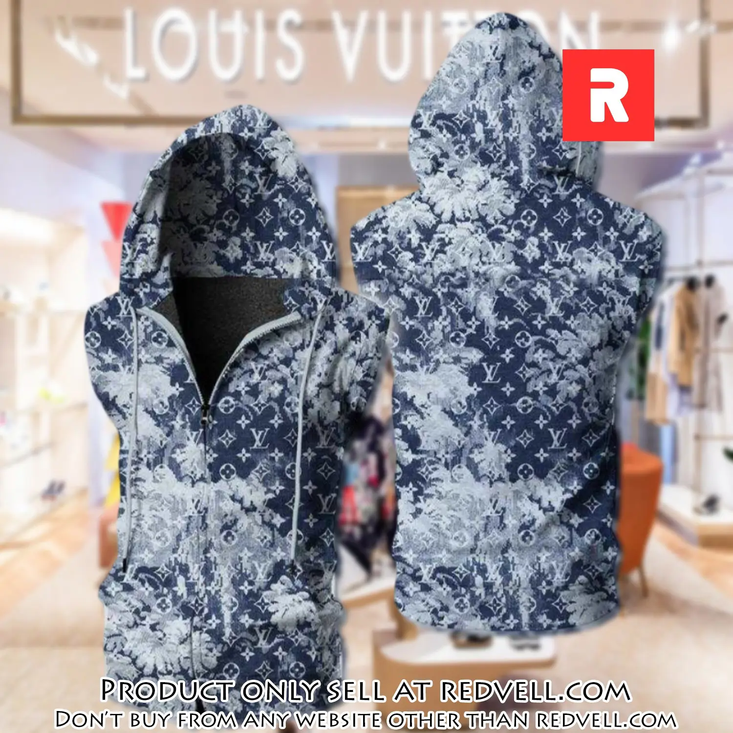 Louis vuitton watercolor unisex sleeveless zip up hoodie luxury for men women szh017 rv4948047